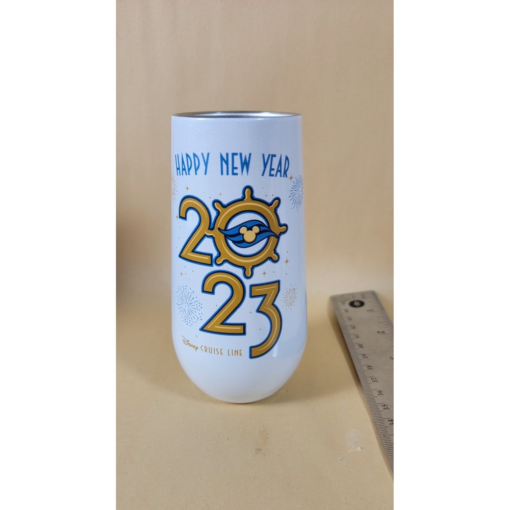 Disney Cruise Line Happy New Year 2023 Stemless Champagne Flute White Tumbler